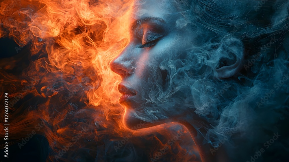Surreal Glowing Abstract Shapes Surrounding a Fevered Dreamlike Portrait Surreal Glowing Abstract Shapes Surrounding a Fevered Dreamlike Portrait