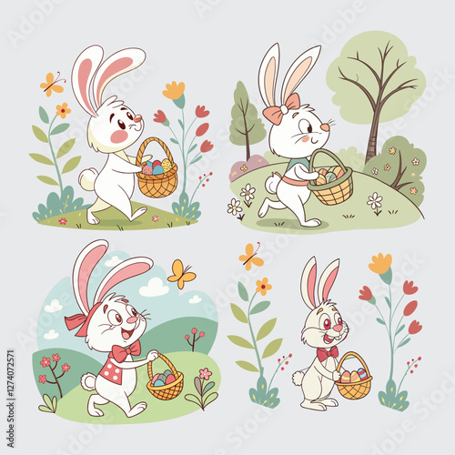 Easter bunny and eggs