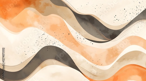 Wallpaper Mural Abstract Watercolor Waves in Earthy Tones Torontodigital.ca
