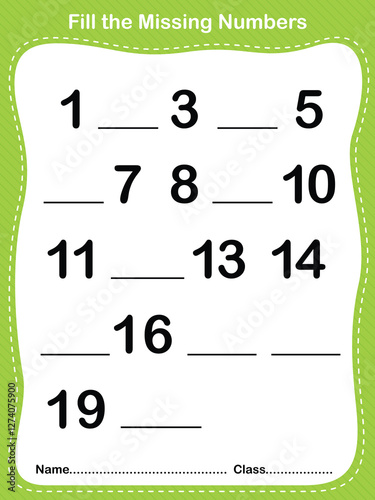 Missing Numbers Fill-in-the-Blank Worksheet for Kids