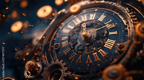 Wallpaper Mural Intricate steampunk clockwork with roman numerals and gears Torontodigital.ca