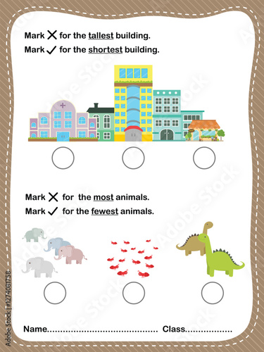 Object Size, Order, and Position Worksheet for Kids