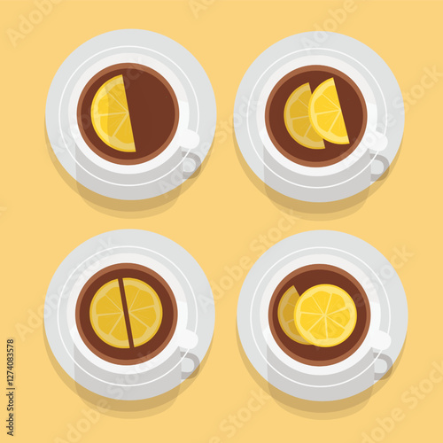 Set of lemon tea morning tea drink