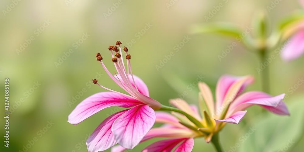Fototapeta premium Cleome Viscosa: A Delicate Flower with a Vibrant Hue