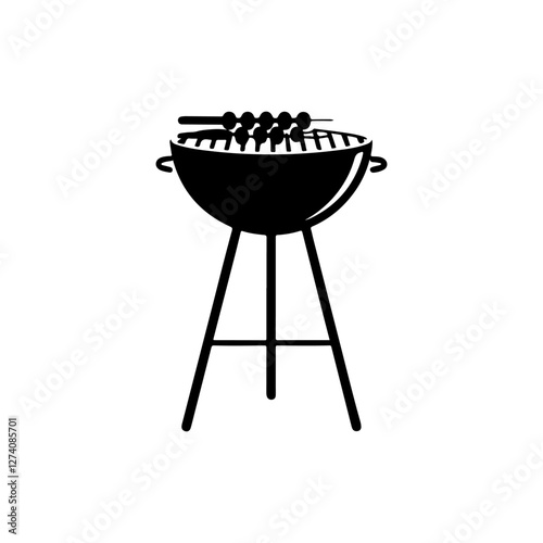Grill bbq icon silhouette vector illustration on white background