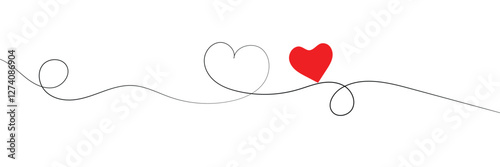 Wallpaper Mural Continuous one line drawing of red heart isolated on white background. EPS 20vector illustration for banner, template, poster, web, app, valentine's card, wedding. Black thin line image of heart icon  Torontodigital.ca