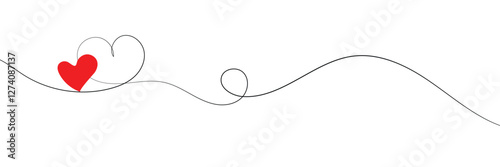 Wallpaper Mural Continuous one line drawing of red heart isolated on white background. EPS 20vector illustration for banner, template, poster, web, app, valentine's card, wedding. Black thin line image of heart icon  Torontodigital.ca