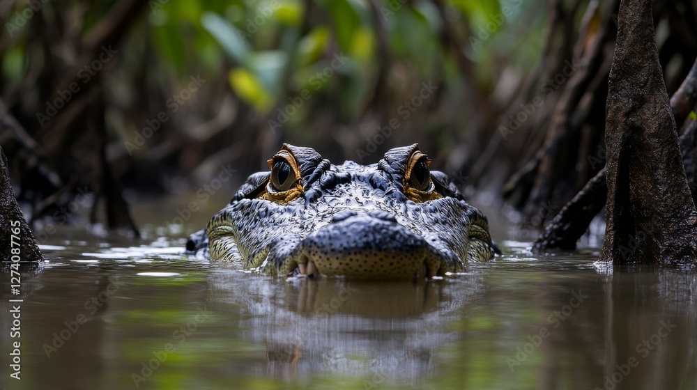 Crocodile in mangrove swamp; wildlife; nature; close-up; wildlife photography Crocodile in mangrove swamp; wildlife; nature; close-up; wildlife photography