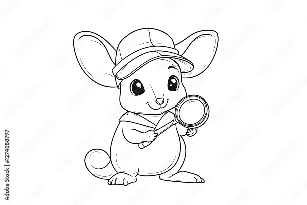Tiny kangaroo wearing a tiny explorer’s hat, holding a magnifying glass. Tiny kangaroo wearing a tiny explorer’s hat, holding a magnifying glass.