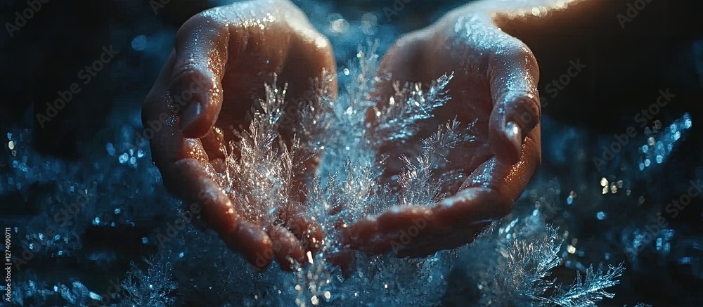 Fototapeta premium Enchanted Ice Crystals: A Frozen Moment of Wonder