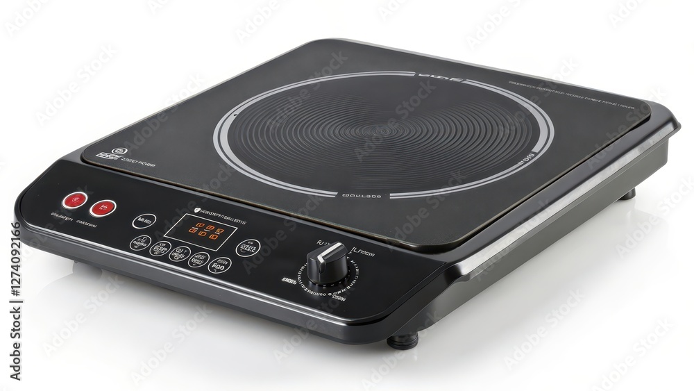 Fototapeta premium Single Electric Hot Plate on White Background