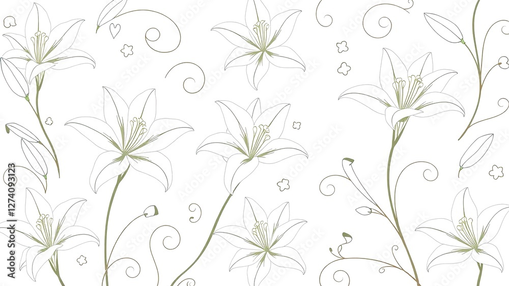 Graceful Easter Lily Flourishes: Delicate Patterns and Intricate Lines Graceful Easter Lily Flourishes: Delicate Patterns and Intricate Lines