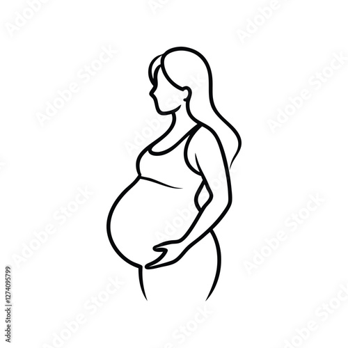 Elegant Pregnant Woman Line Art Design