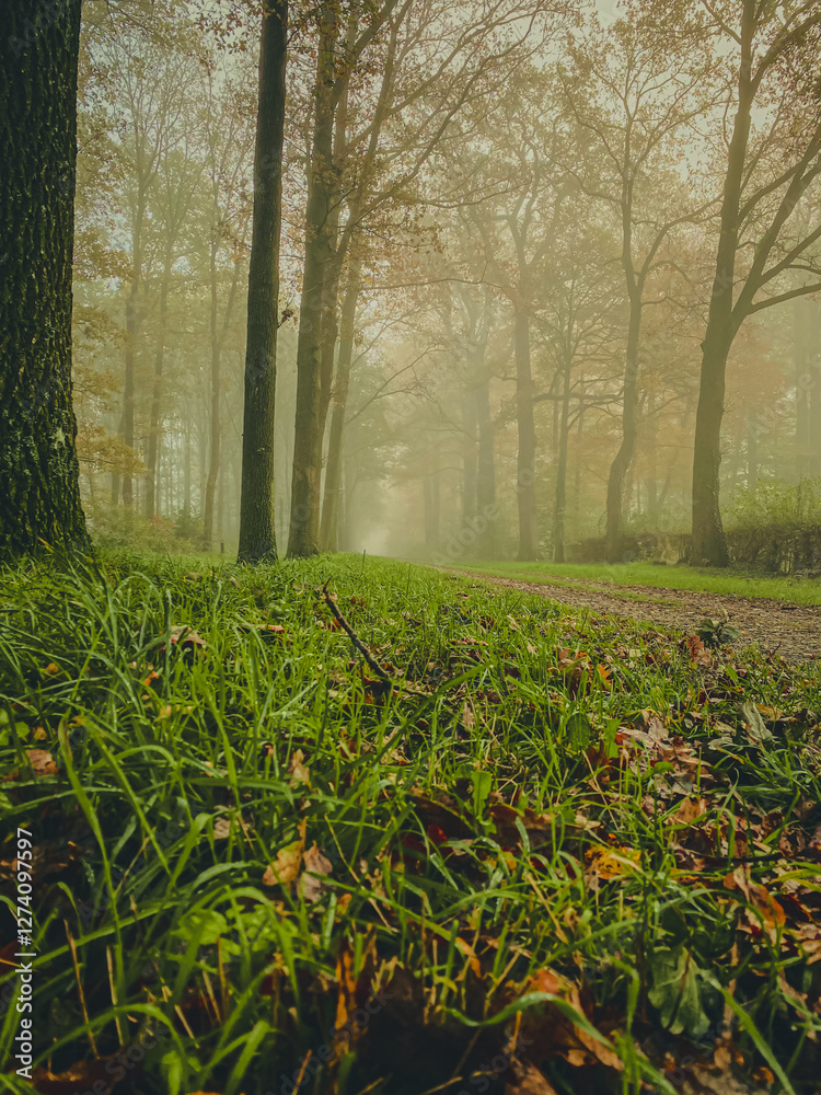 misty morning in the forest
