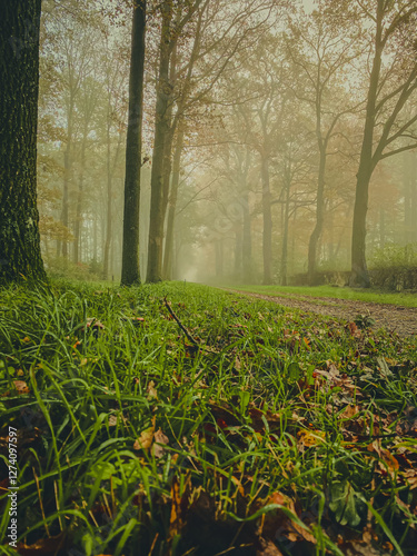 misty morning in the forest