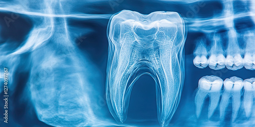 Dental Radiograph: Molar and Adjacent Teeth photo