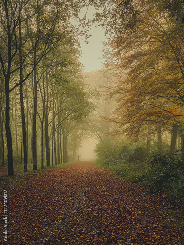 Obraz na płótnie The road in the autumn forest w salonie