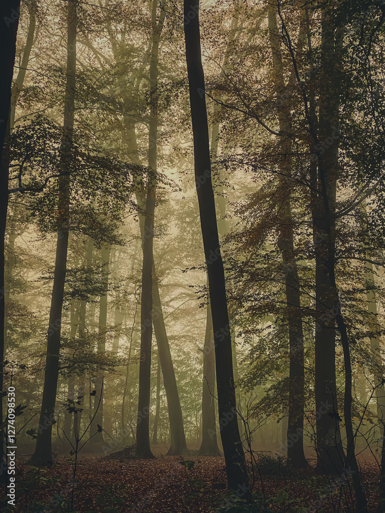 misty morning in the forest