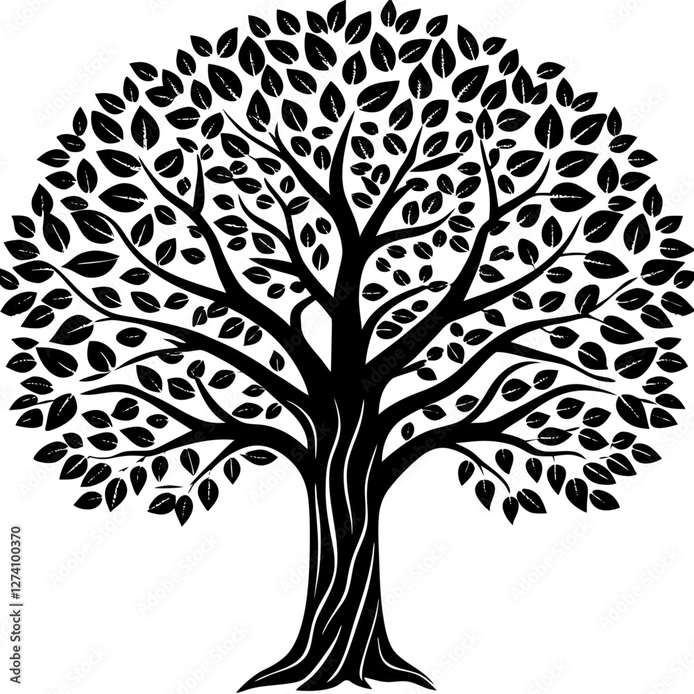 Obraz premium vector tree silhouette with leaves