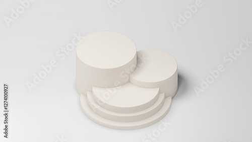 White 3D Podium Platform Stair for Product Display