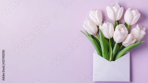 Wallpaper Mural a white envelope with white tulip flowers Torontodigital.ca