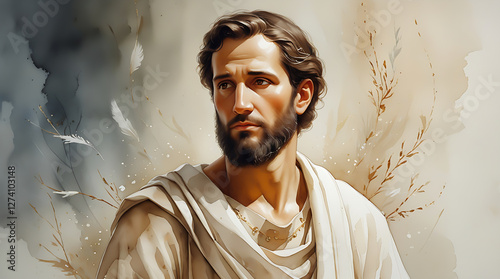 Watercolor Potrait of Daniel, Old Testament Biblical Figure
