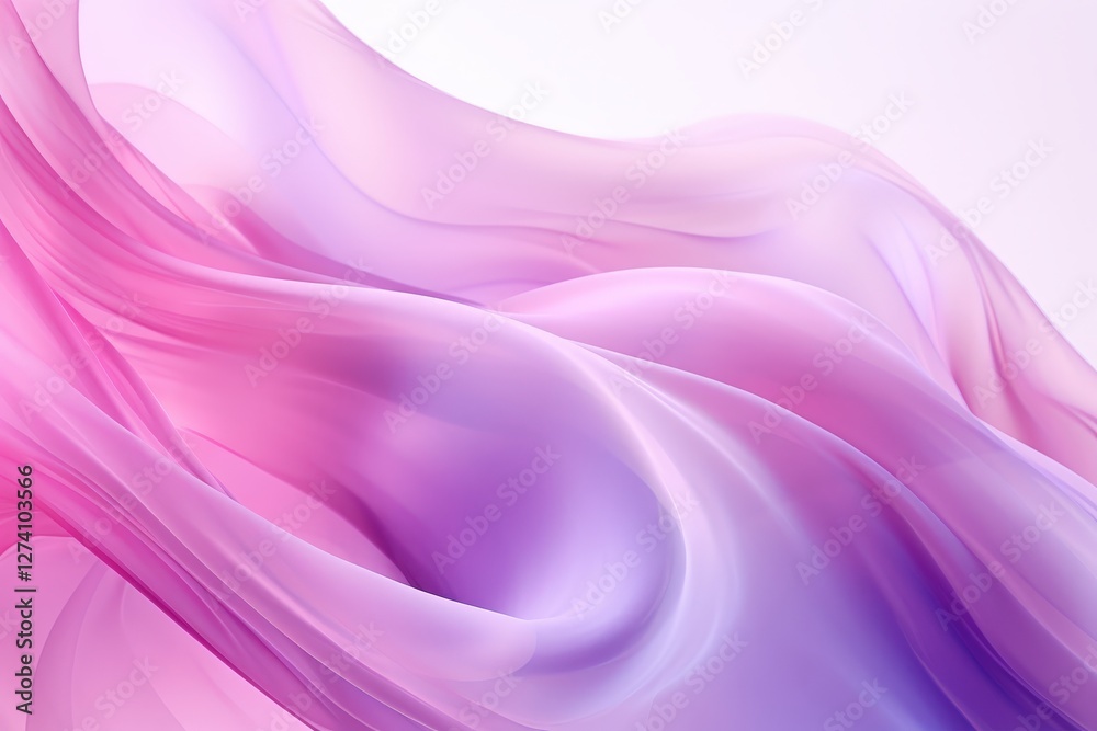 Fototapeta premium Flowing pink fabric, abstract design, white background, elegant, design