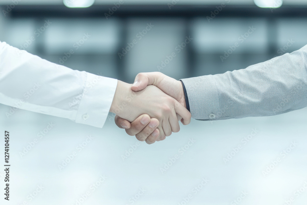 Fototapeta premium professional handshake between two individuals symbolizes agreement and collaboration in business setting