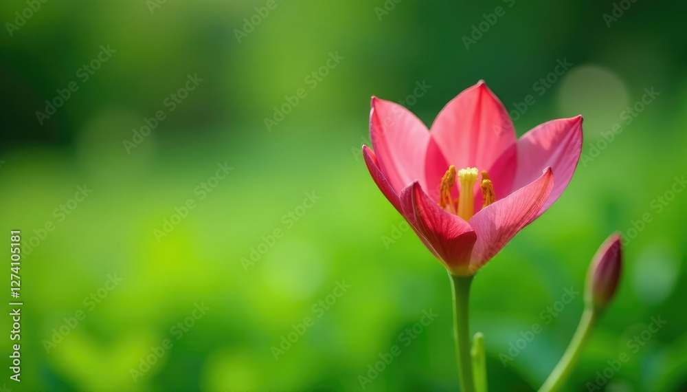 Delicate pink amarcrinum flower in a green meadow, green meadows, botanicals Delicate pink amarcrinum flower in a green meadow, green meadows, botanicals