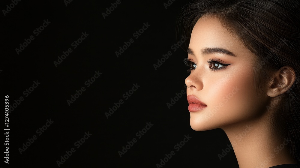 Fototapeta premium Bold makeup beauty in fashion photography studio setting women’s modeling showcase