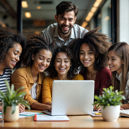 Empleados hispanos que trabajan junto con colegas de diferentes orígenes étnicos.
