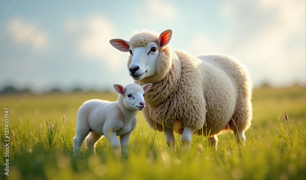 Obraz premium Mother sheep with lamb