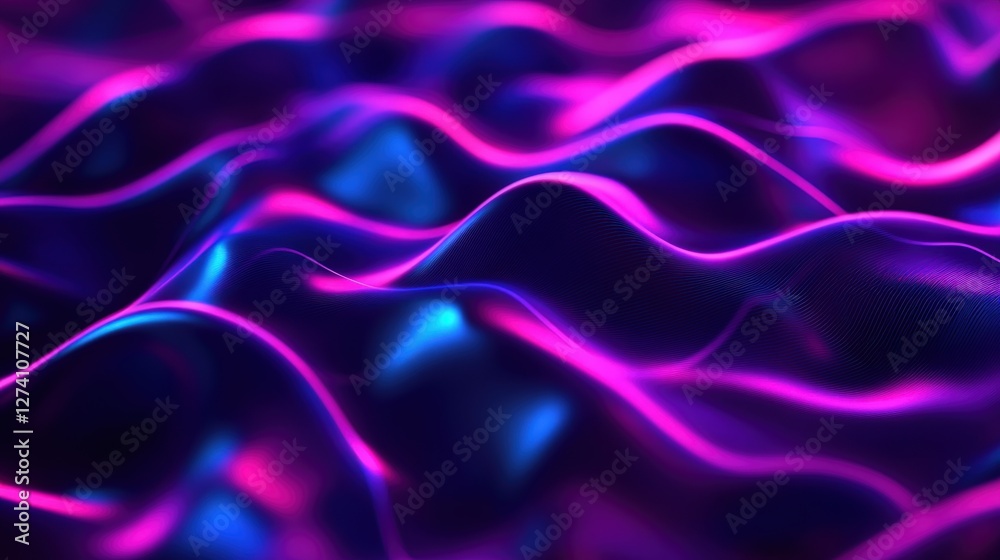 Fototapeta premium A mesmerizing abstract background featuring fluid waves of vibrant purple and blue hues. Ideal for technology themes, creative projects, or digital artwork.