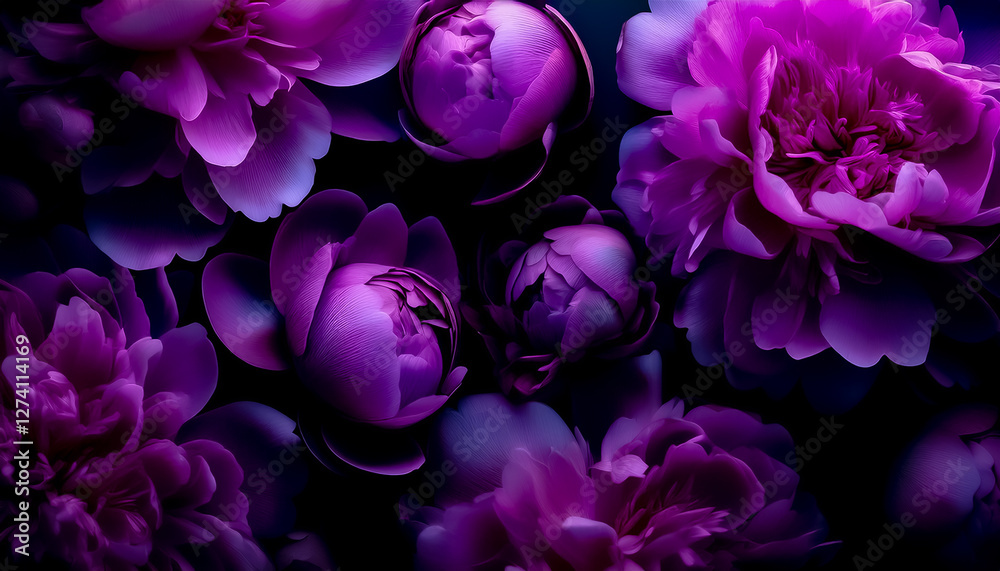 Obraz premium Purple peonies, blooming, close-up view