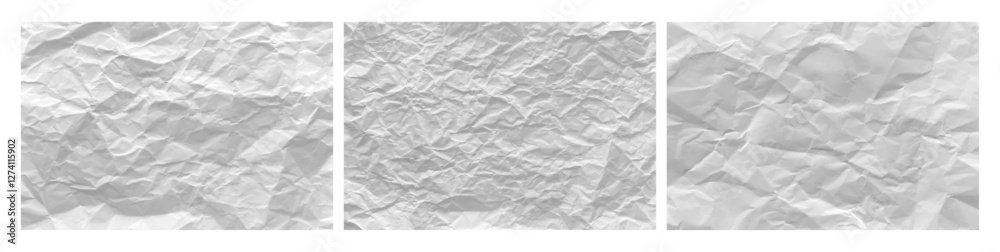 Fototapeta premium Rough paper with wrinkled texture background. Vector textured backdrop, grunge or retro piece of paper, wrinkles and crease on blank sheet. Notebook or note, empty grungy page collection