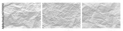 Rough paper with wrinkled texture background. Vector textured backdrop, grunge or retro piece of paper, wrinkles and crease on blank sheet. Notebook or note, empty grungy page collection