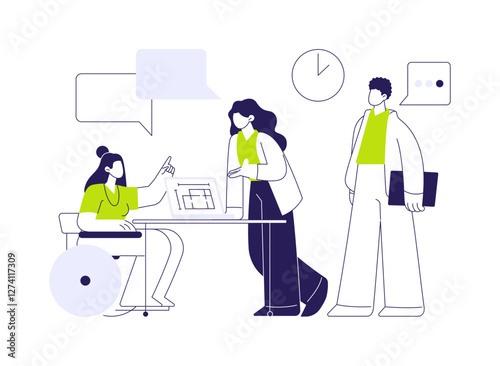 Inclusion at a workplace abstract concept vector illustration.
