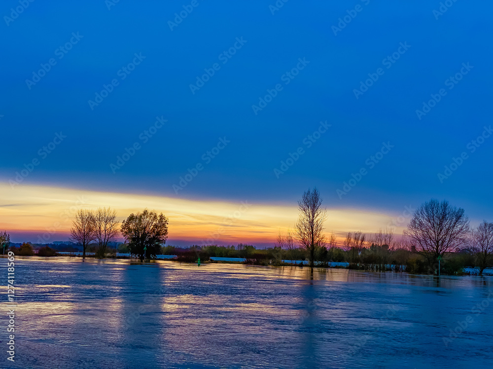 sunset over the river