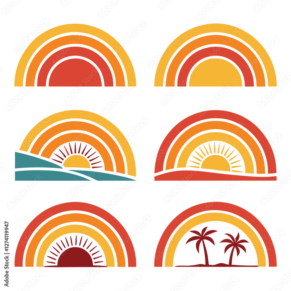 Classic Half Sunsets in Various Colors Classic Half Sunsets in Various Colors