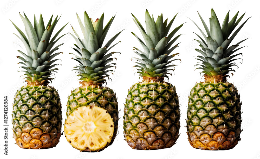 Pineapples Isolated on a Transparent Background Pineapples Isolated on a Transparent Background