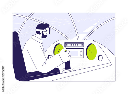 VR pilot training abstract concept vector illustration.