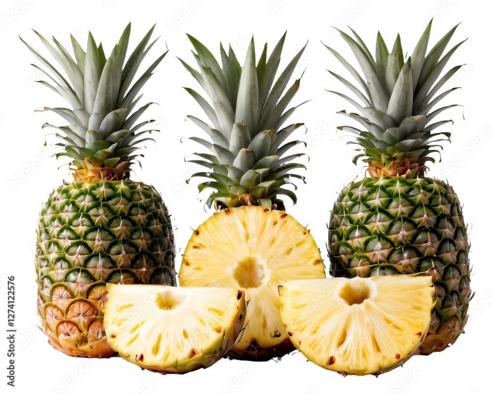 Pineapples Isolated on a Transparent Background Pineapples Isolated on a Transparent Background