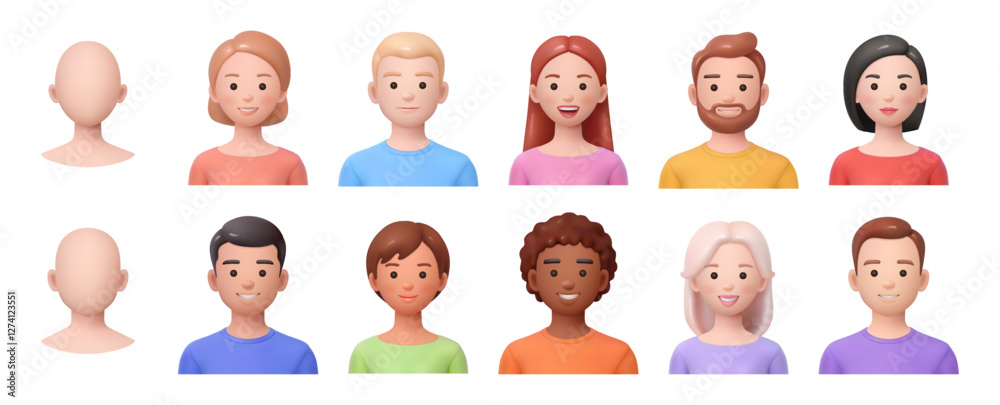 custom made wallpaper toronto digitalAvatar profile picture icons of men and women. Vector 3d style, isolated male and female character. Girls and boys with positive facial expression. Images for social media or personal accounts