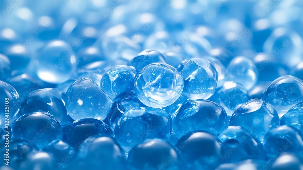 Swollen hydrogel beads shown in close-up under magnification revealing their unique texture and color variations Swollen hydrogel beads shown in close-up under magnification revealing their unique texture and color variations