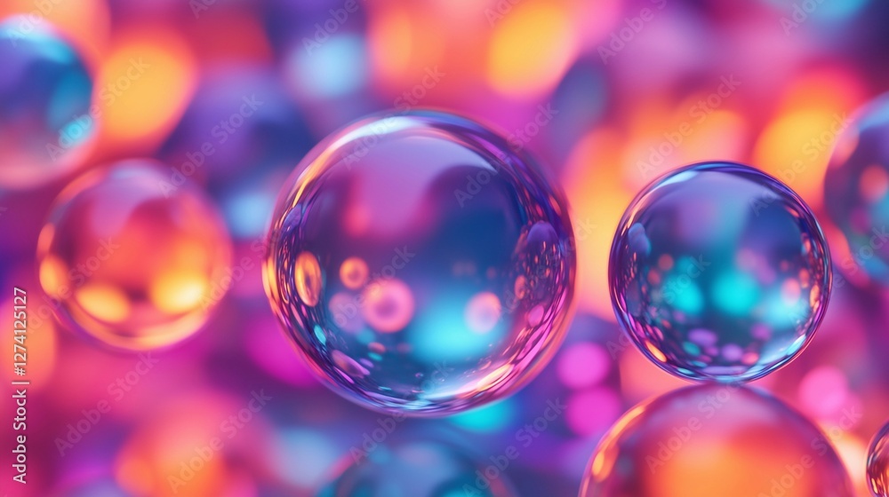 Translucent hydrogel spheres reflecting vibrant colors in a macro environment with soft light Translucent hydrogel spheres reflecting vibrant colors in a macro environment with soft light