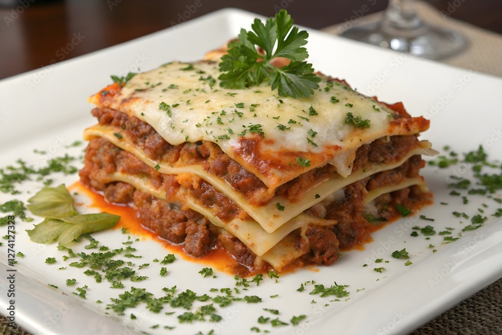 Delicious Homemade Beef Lasagna on a Plate Delicious Homemade Beef Lasagna on a Plate