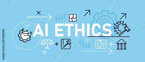 AI ethics conceptual smart machine deep learning engine data programming privacy policy guidelines technology optimization AI artificial intelligence icon concept design illustration