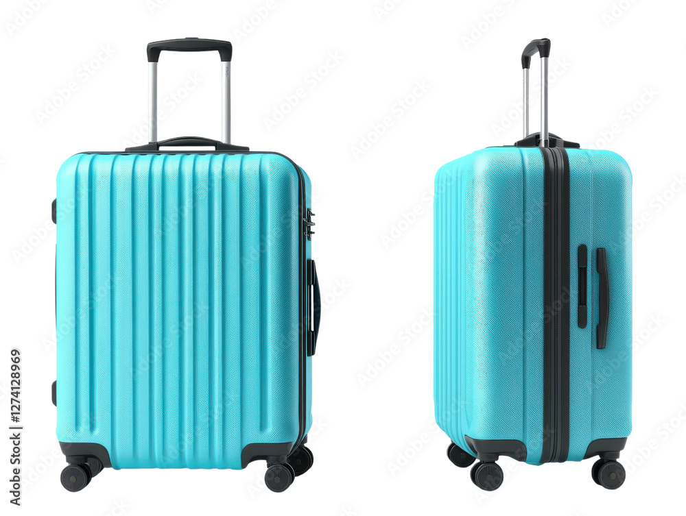vibrant turquoise suitcase with sleek design and smooth wheels, perfect for travel vibrant turquoise suitcase with sleek design and smooth wheels, perfect for travel