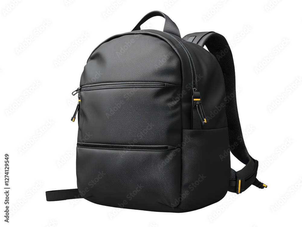 Fototapeta premium sleek black backpack with yellow accents, perfect for daily use and travel