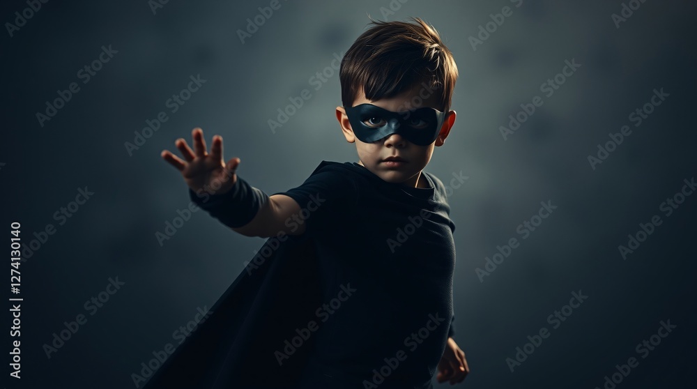 Superhero Kid Concept with Bright Costume and Dynamic Pose Superhero Kid Concept with Bright Costume and Dynamic Pose